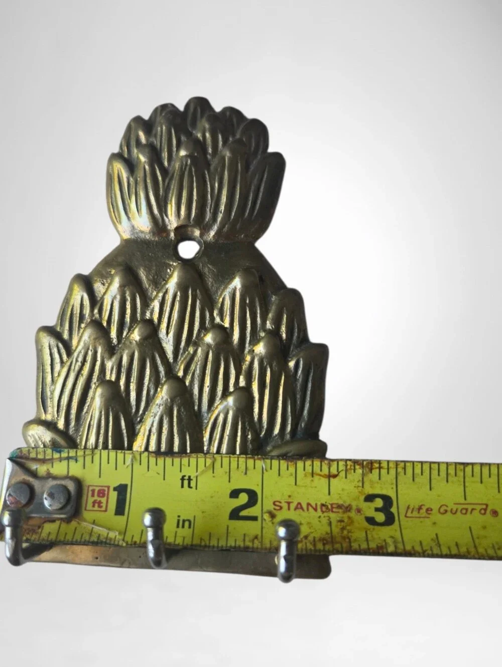 Vintage Brass MCM Pineapple Set Wall Plaque Trinket Tray Key Holder
